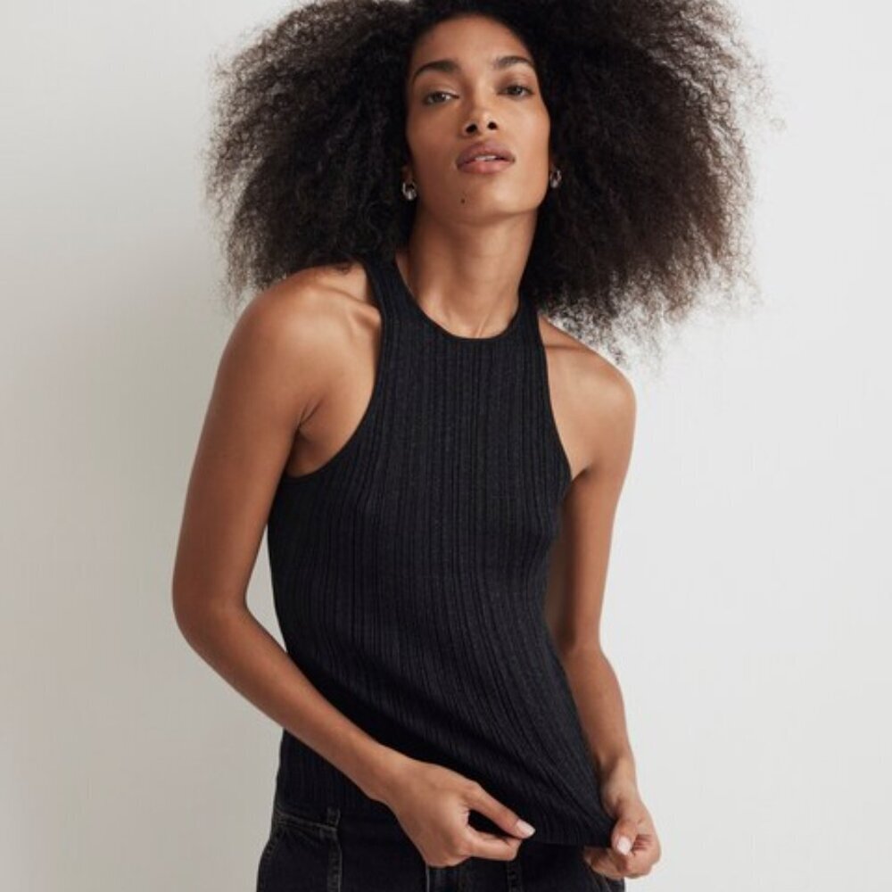 Madewell Signature Shimmer Knit Cutaway Sweater Tank. Sz M